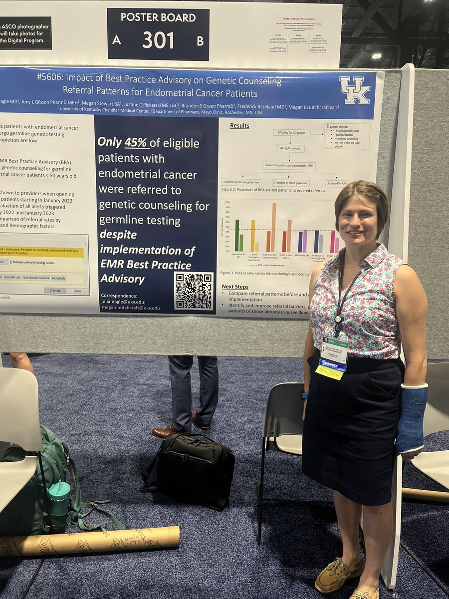 Stop by poster board # 301 to discuss ways to improve #germline #genetic testing and referrals to #GeneticCounseling for patients with #EndometrialCancer #GynCSM #ASCO23