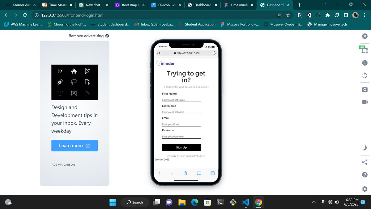 Musoye1's tweet photo. Running the last stage of my project. Designing the frontend of my #ALX_SE foundation stage project. Sincerely @Bhorie_  is a cook 🎉😍💯🙌. Remaining linking all with Api and Backend. @Timemaster 🙌🙌.

#ALX_SE @alx_africa https://t.co/06W7i91jI7
