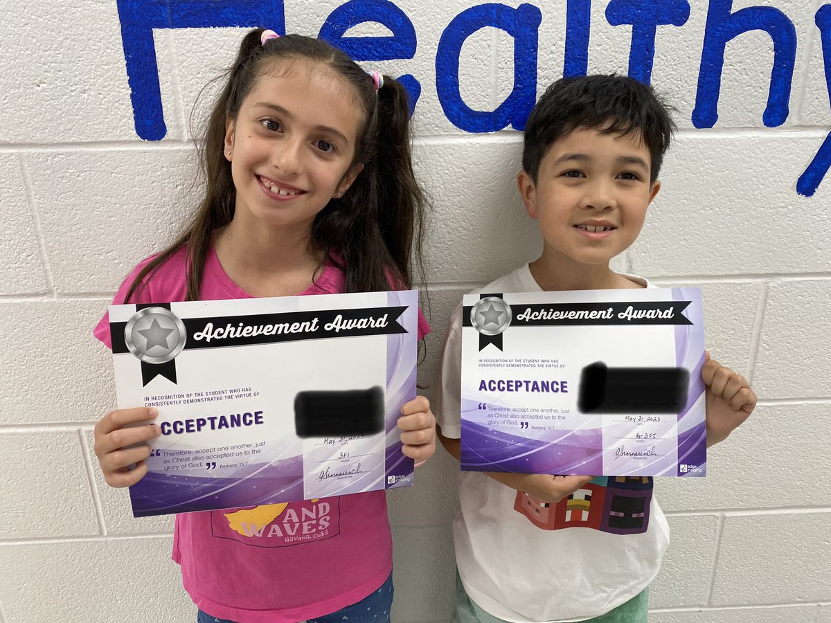 Congratulations to C &amp; M for demonstrating the virtue of Acceptance for the month of May 👏👏👏 Bien fait!!! 👍