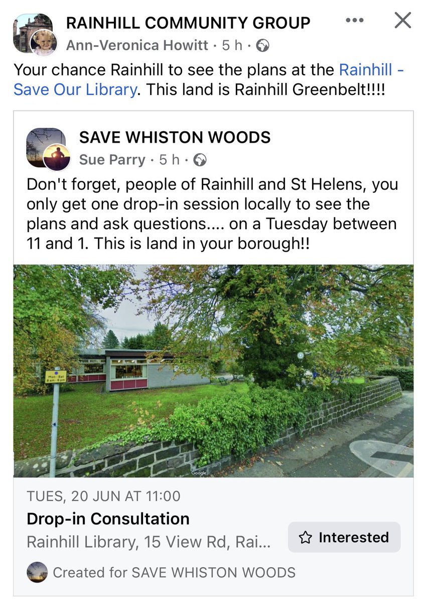 Whiston Woods, which is actually a part of Rainhills green belt, is under threat with Knowsley Council wanting to expand their cemetery onto the site.
There is a drop in session at Rainhill Library on Tuesday 20th June between 11 &amp; 1. Feel free to pop along and have a say.