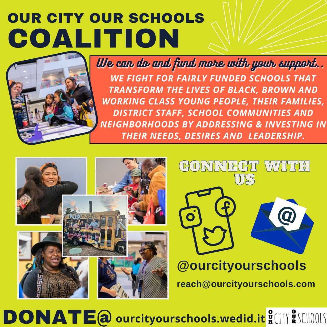 𝑻𝑹𝑨𝑵𝑺𝑭𝑶𝑹𝑴 𝑷𝑯𝑰𝑳𝑳𝒀. 𝑺𝑪𝑯𝑶𝑶𝑳𝑺 𝑾𝑰𝑻𝑯 𝑼𝑺!!!
Our City Our Schools coalition is asking for DONATIONS. DONATE TODAY @ ourcityourschools.wedid.it
