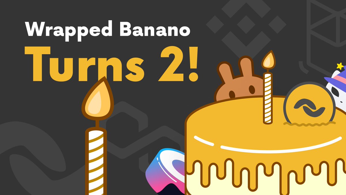 Wrapped Banano turns 2! 
Check out what we’ve done those last 12 months and get your #NFT from the #Airdrop!
$BAN $Banano #wBAN
banano.cc/blog/wban-2-ye…