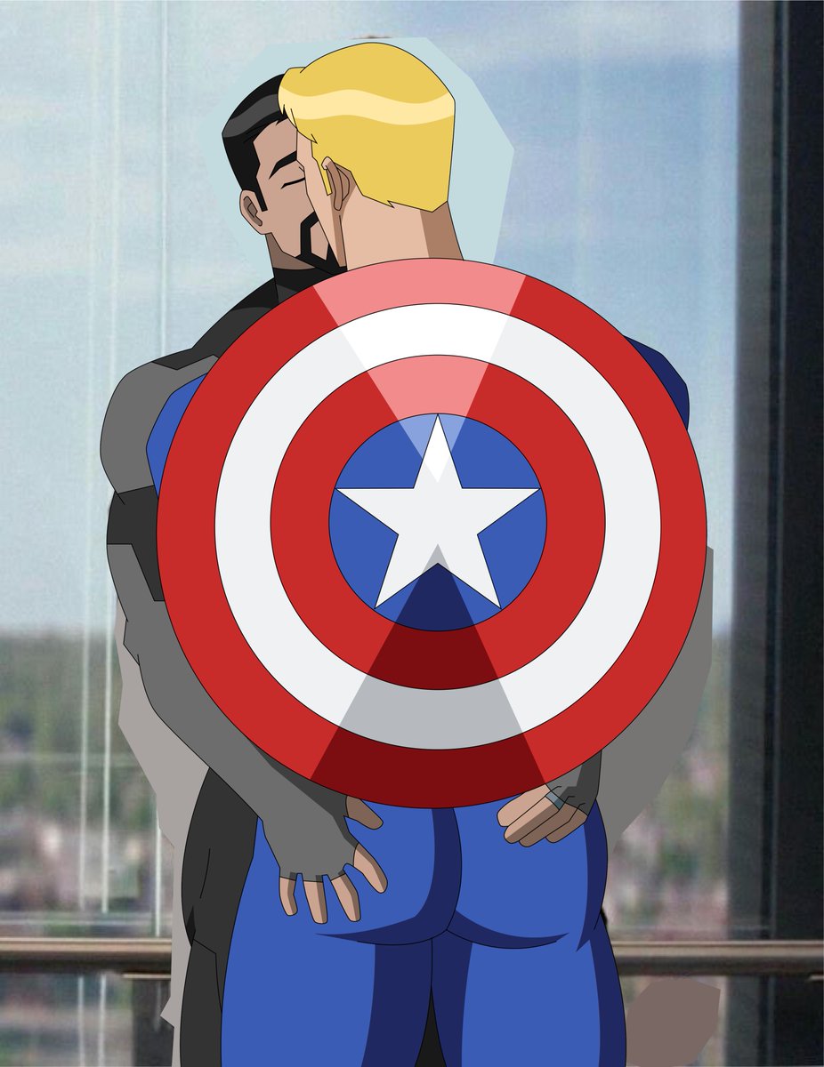 Redraw in Avengers Assemble artstyle of Tony grabbing America's Ass! #stevetony #stony #superhusbands #tonystark #steverogers #americasass #avengersassemble