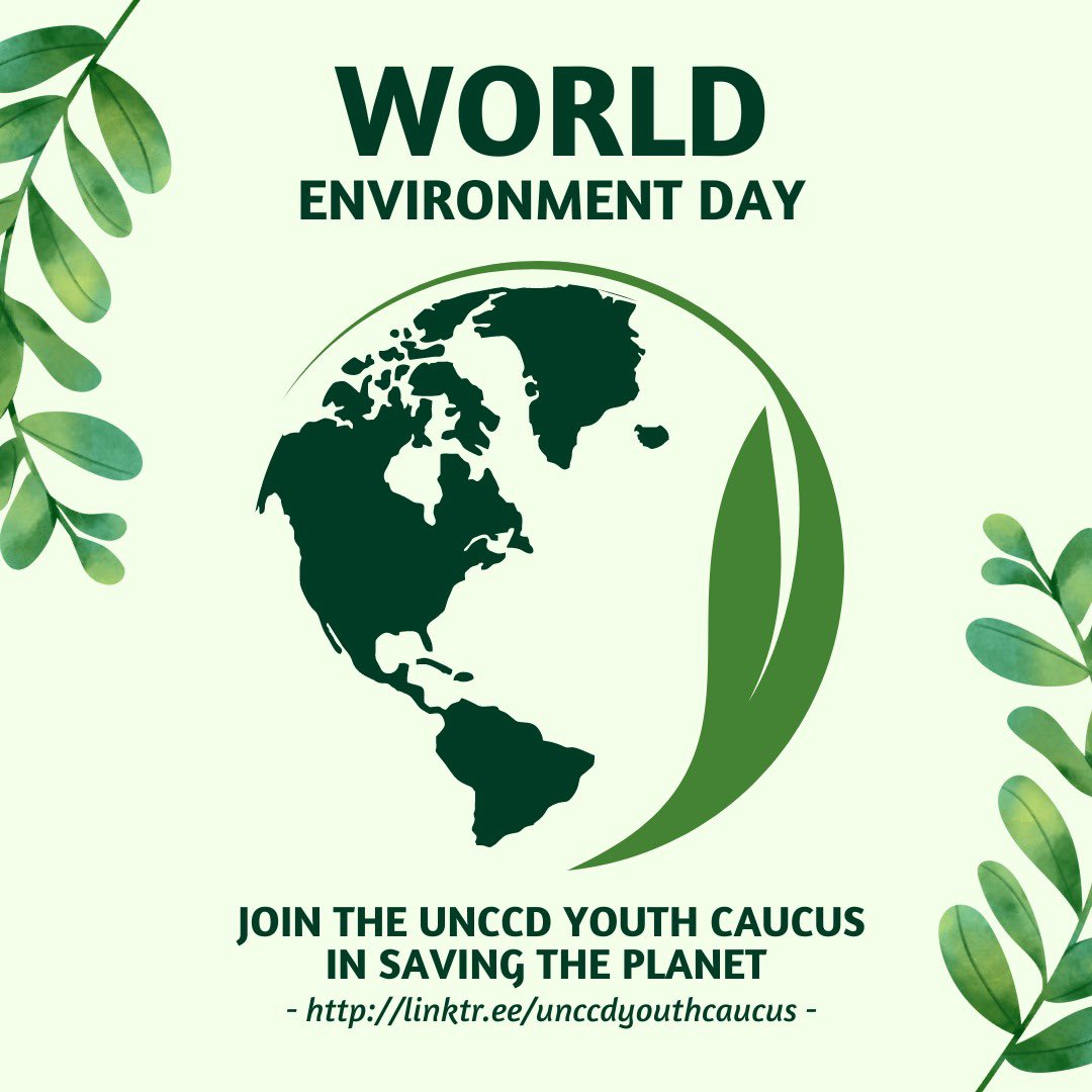 On #WorldEnvironmentDay, join the @UNCCDYouth in saving the #Planet! 🌍💚🙌

👉 Learn more about what we do here: linktr.ee/unccdyouthcauc… 

#United4Land #Youth4Land #WED #HerLand #SustainableFuture #Youth4Climate