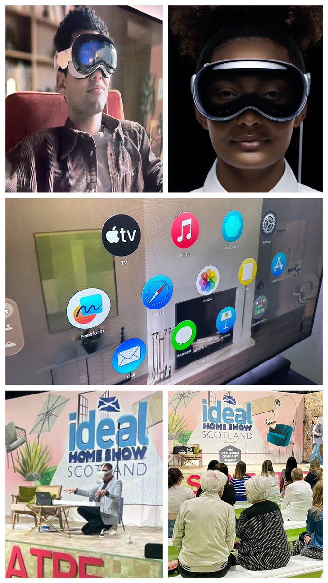 Apple @apple announces the new #visionpro VR and mixed reality headset. Looks very nice, hand tracking and pass through keyboard very similar to my VR demonstrations with the <a href="/Meta/">Meta</a> #quest2 at the <a href="/ideal_home_show/">Ideal Home Show</a> in Scotland last week 😁 the 3d camera built in is GENIUS. 😄