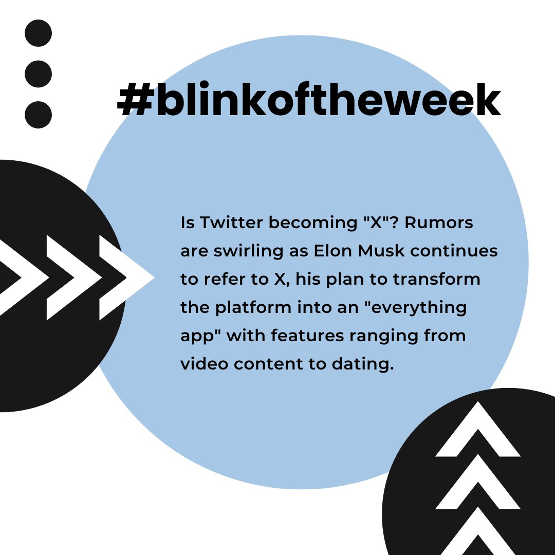 X marks the spot! Elon Musk eludes to the transition of Twitter to X, an app that aims to be everything to everyone. #blinkoftheweek #twitter #elonmusk #socialmedianews #marketingnews