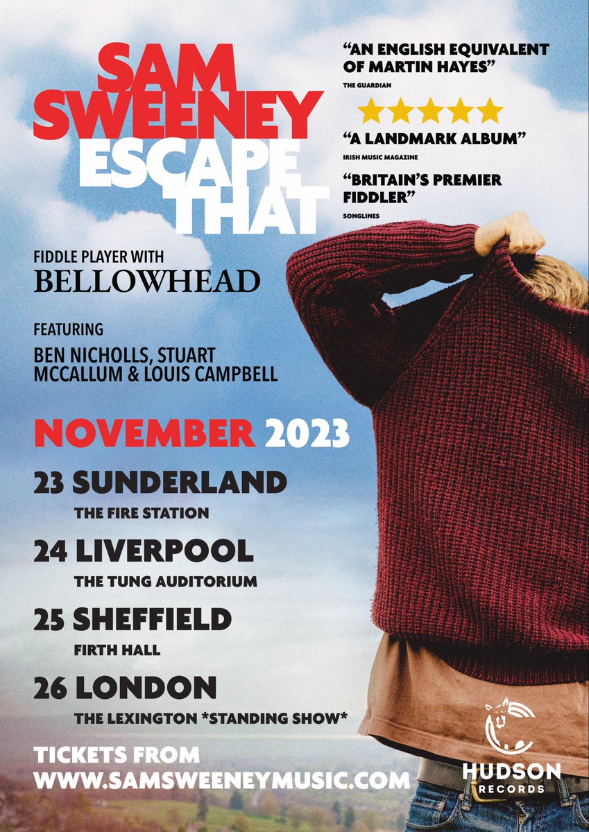 ⭐️ ESCAPE THAT TOUR ANNOUNCEMENT ⭐️ SO delighted to announce the first leg of the Escape That tour this November! Book your tickets, folks. I cannot wait to finally play the whole of this album live with my band. See you in November! All tickets from samsweeneymusic.com
