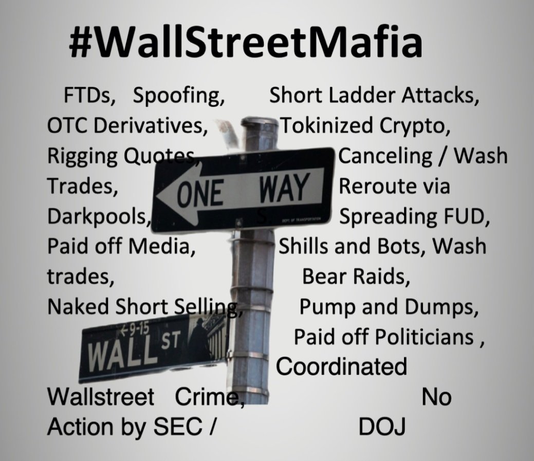 @nytimesarts #WallStreetMafia of Hedgefunds and their Market Makers have been abusing the entire system, using multiple illegal tactics and manipulating ' memestocks' to try to dig their way out of the enormous pile of synthetics FTDs they are hiding under.
Wallstreet is a one-way street.