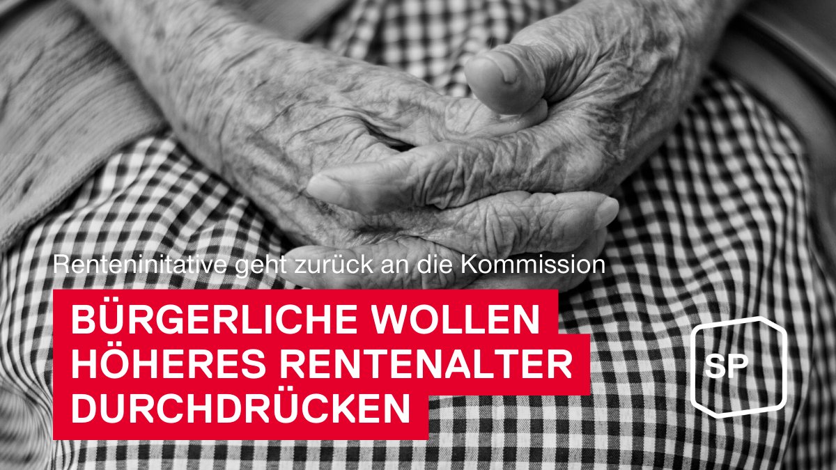 spschweiz's tweet photo. SVP, FDP und GLP wollen das Rentenalter erhöhen! Die @spschweiz wird dies entschieden bekämpfen. Es braucht nicht noch mehr Abbau, sondern eine Sicherung der Renten, um die Kaufkraft zu schützen. 👉https://t.co/qR9H1pBARK https://t.co/ZriChFo8Cb