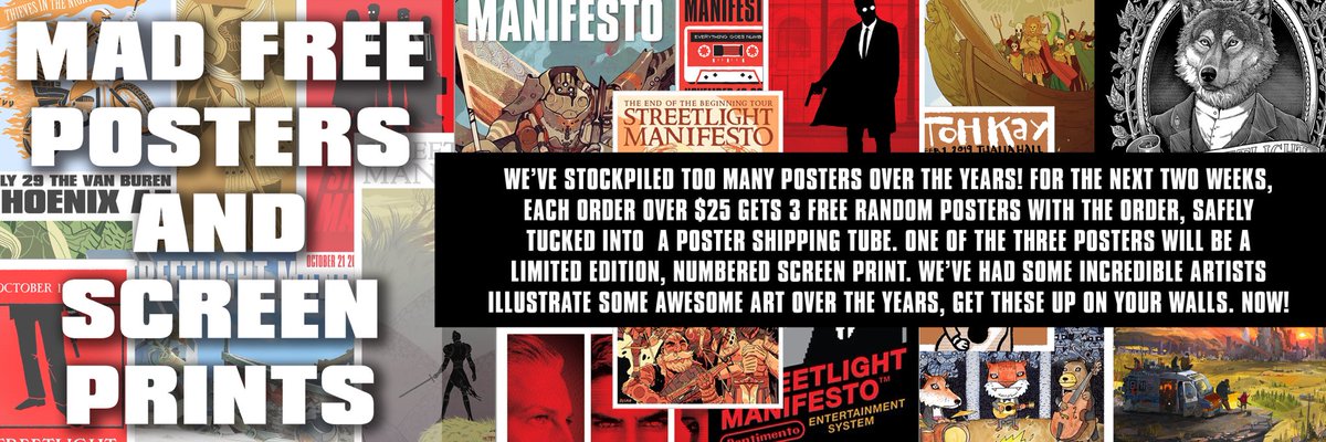 MAD FREE POSTERS AND SCREEN PRINTS! We’ve stockpiled too many posters over the years! For the next 2 weeks, each order over $24 gets 3 free random posters included. We’ve had some incredible artists illustrate some awesome art over the years, get these up on your walls. NOW!