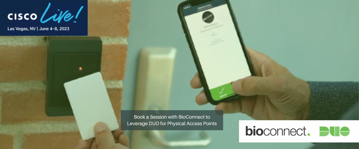 Did you know that you can now leverage your investment in Cisco’s DUO MFA for physical access to critical locations? BioConnect will be showcasing the award-winning Link solution at Cisco Live June 6-8. Book a session to learn more - bit.ly/42ntP0G