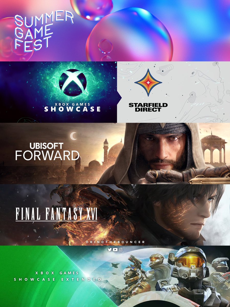ZeusArcade's tweet image. 😳💚
⭐Os muestro todos los eventos⭐

Día 8 - #SummerGameFest    21:00h
Día 8 - #DevolverDirect 23:59h
Día 11 - #XboxShowcase    19:00h
Día 12 - #PCGamingShow 21:30h
Día 12 - #UbisoftForward 19:00h
Día 13 - #CapcomShowcase 00:00h
Día 16 - #RGGSummitSummer 05:00h