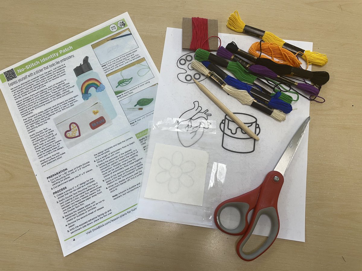 Learning a new lesson for my students. No Sew Patches! #HumbleISDartists <a href="/VisualArtHumble/">Humble ISD Visual Arts</a> <a href="/HumbleISD_KPHS/">Kingwood Park HS</a>