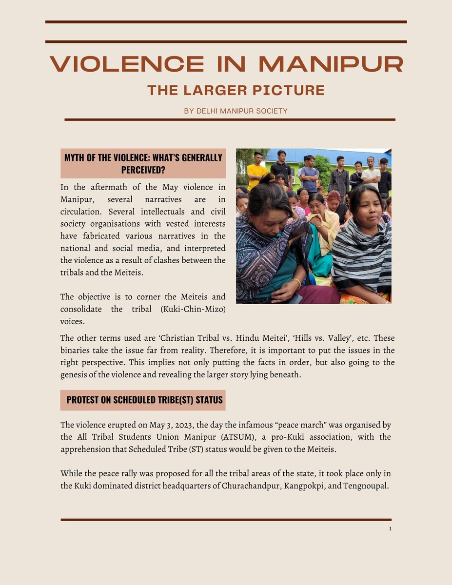 Peacegion's tweet photo. Violence in Manipur : The Larger Picture
1/n

#manipurisburning #ManipurOnFire #manipurviolence #noseparateadministration #kukis #savemeitei #savemanipur #implementnrcinmanipur https://t.co/Iy6lys4wte
