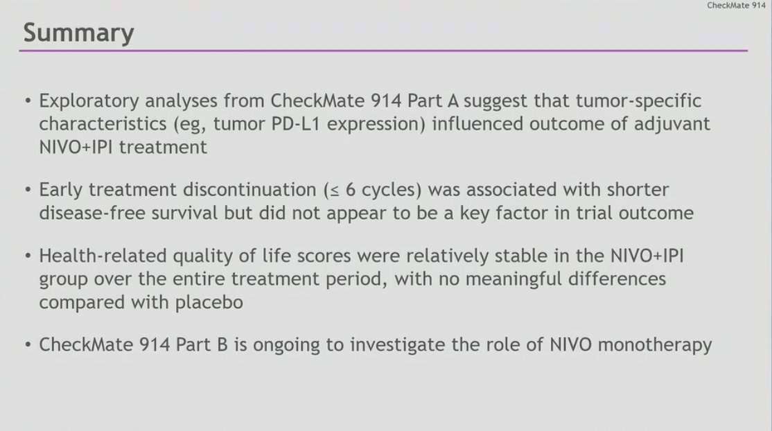 Masterful presentation by @motzermd reporting subgroup analyses from #CheckMate914 (part A). Exploratory analyses suggest tumor PD-L1 expression influenced outcome of adjuvant IPI+NIVO in pts with localized #RCC at high risk of post-nephrectomy relapse #ASCO23 @OncoAlert