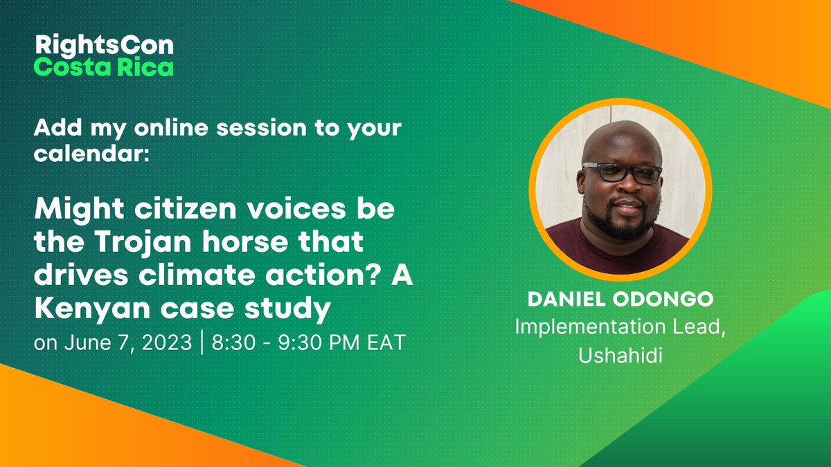 📢Attention registered #RightsCon attendees! Join us as we explore the pivotal role of citizen engagement in advancing climate action and promoting social justice. Discover real-life examples from Kenya & dive into the transformative potential of citizen voices in driving change.