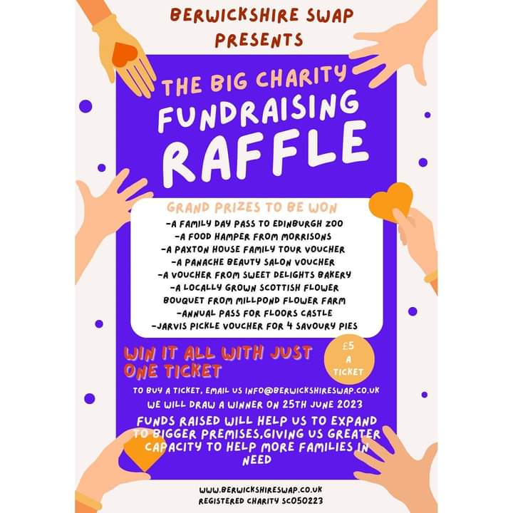 THE MOST AMAZING CHARITY FUNDRAISING RAFFLE?! Look at these prizes?! 👀Tickets cost £5 and the winner will receive not one, but ALL of these prizes! To purchase a ticket, all you have to do is email us — info@berwickshireswap.co.uk