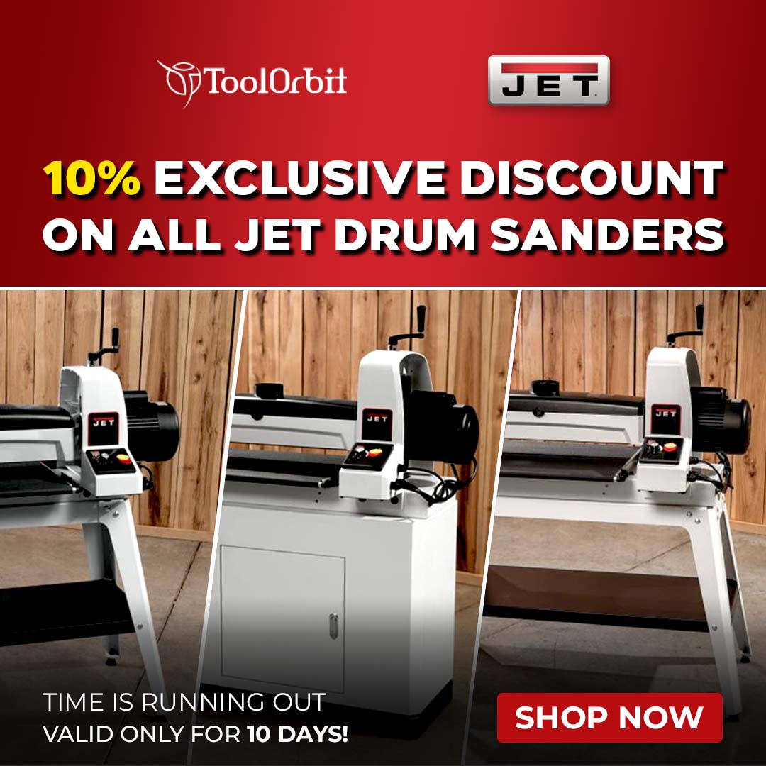 toolorbit's tweet photo. FLAT 10% OFF ALL JET DRUM SANDERS! SHIPPING IS ON US - A LIMITED-TIME OFFER! Valid till June 11, 2023. 
Shop now: https://t.co/7jfeZeVDFU
#MAKITA #MILWAUKEE #DEWALT #STABILA #FESTOOL #METABOHPT #SKIL #FREUD #OCCIDENTALLEATHER #CHAMPION #AMERICANGENERALTOOLS #POWERMATIC #machinery https://t.co/bbOcqCpCyK