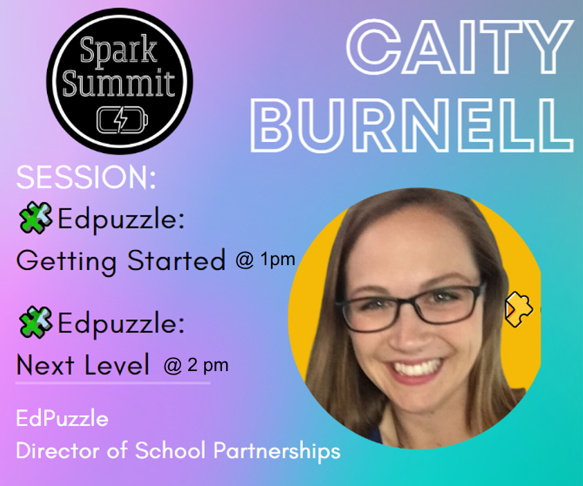CaityBurnell's tweet photo. Hey, Indiana Edpuzzle friends - it's Spark Summit week! Come say hi and learn about what's new at Edpuzzle 🤩 Room #625 for sessions and I'll have a table in the vendor area https://t.co/74c1X26CMn