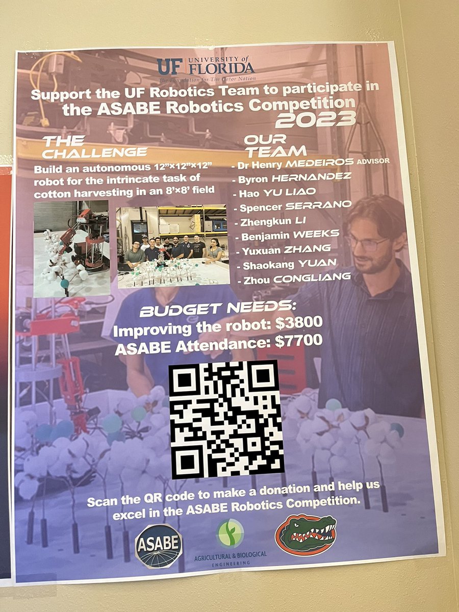 #FLASABE2023 Support the UF ABE Robotics Team to participate in the ASABE Robotics Competition 2023