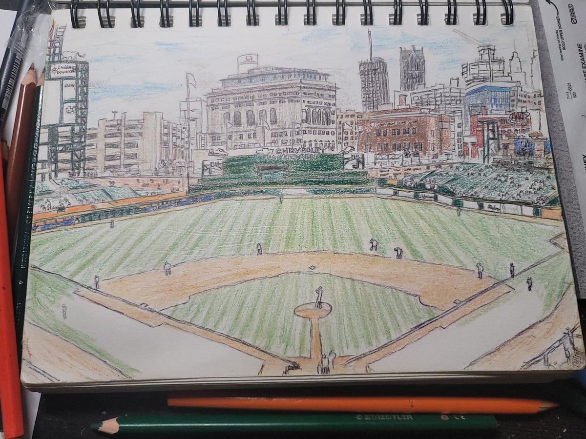 Adding color to my sketch of @ComericaPark.  #comericapark #detroittigers #Tigers @pontiac77 @7thGypsy @MelanieLynneN @tigers #downtowndetroit #sketch #ballpark #detroitroots @WaltHaim