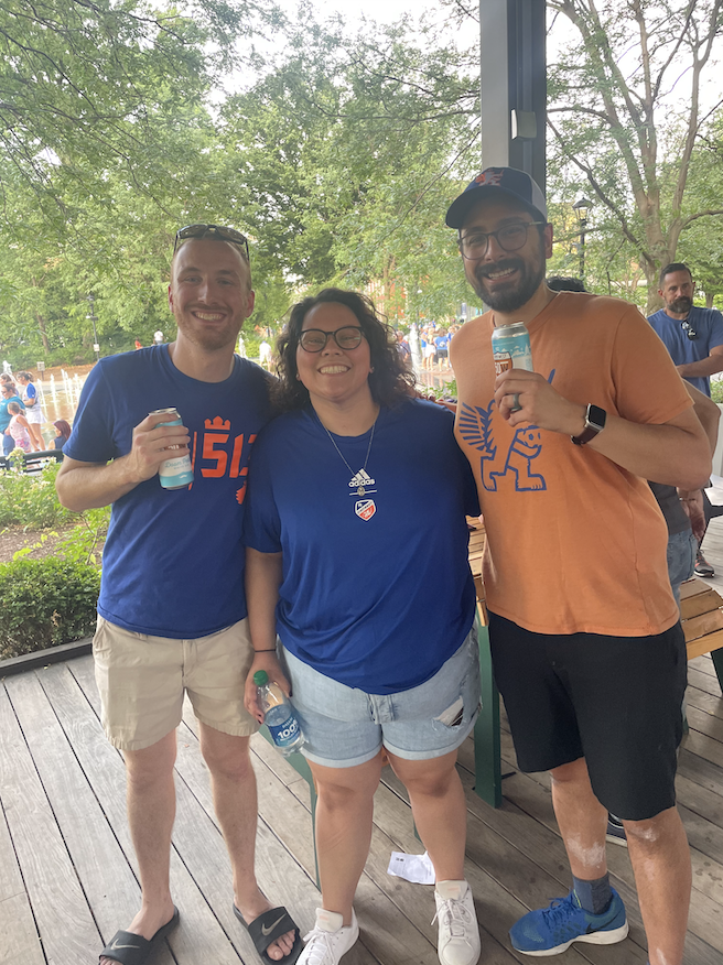 usdp's tweet photo. Nothing beats cheering for FC Cincinnati with this crew! We brought the energy, cheered like crazy, and made some memories together 💙⚽🧡  

#usdp #digitalmarketing #teamouting #fcc #fccincinnati #mlssoccergame #cincinnati #usdigitalpartners #memories #bringtheenergy https://t.co/vSjpC08x1Z