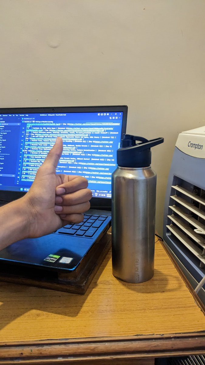 Day 17 #100DaysOfMLCode #100DaysOfCode 

Hot day today, taking things slow and focused 

ML :
- Normalization contd.
- Regularisation started

Dev : 
- Finishing touches on proj, presenting on wed

Misc: 
🌊 once again, stay hydrated and cool!