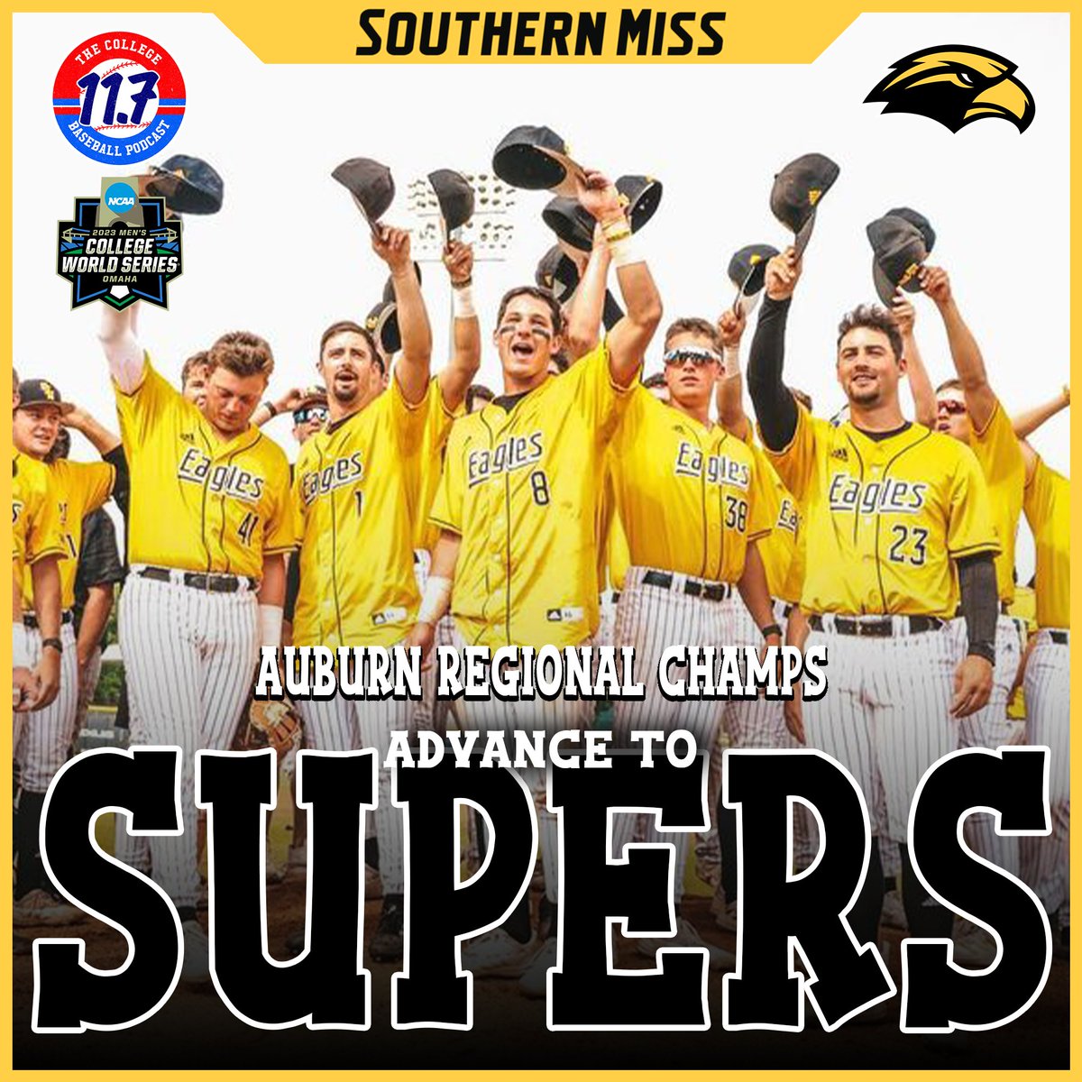 Southern Miss wins the Auburn regional 

Golden Eagles are headed to Supers, facing Tennessee 🔥