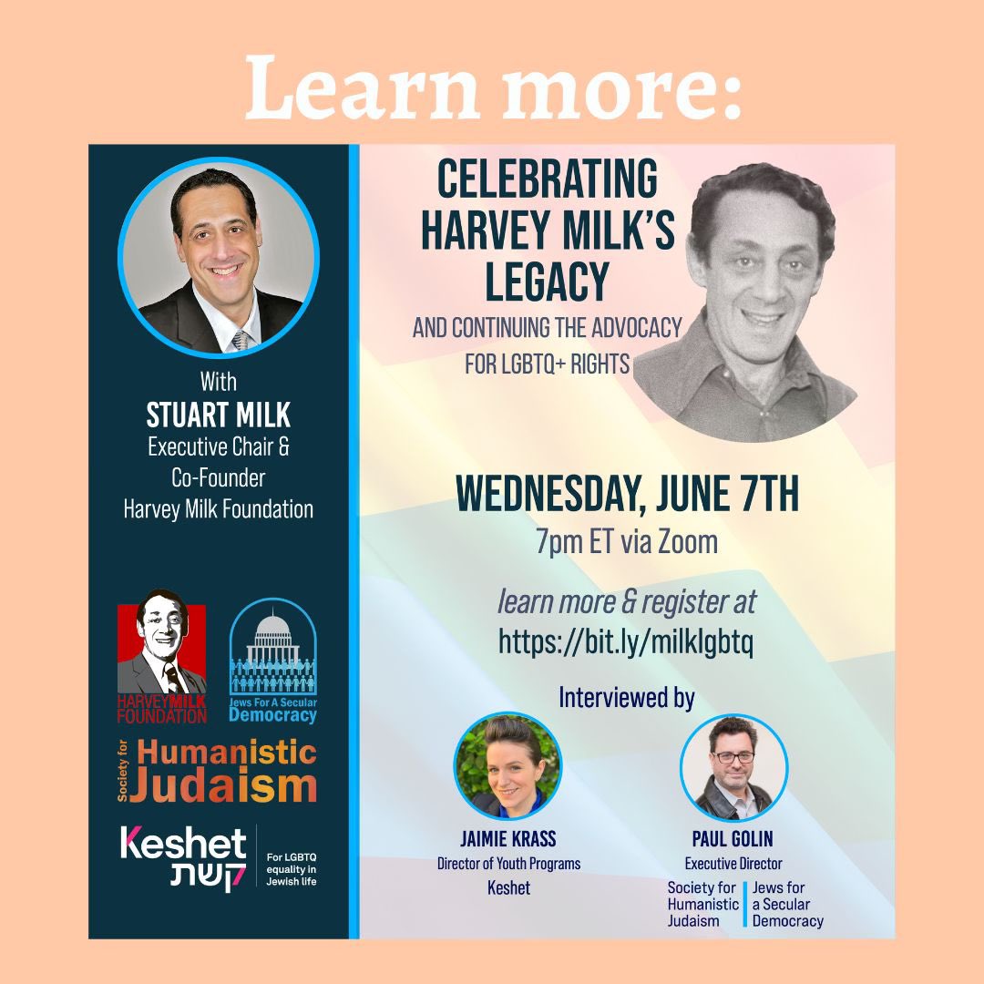 Please join us Wednesday, June 7th for a webinar celebrating the life and legacy of Harvey Milk and looking to the future of LGBTQ+ advocacy with a current leader and advocate, Stuart Milk!

More info about the webinar can be found here: bit.ly/milklgbtq