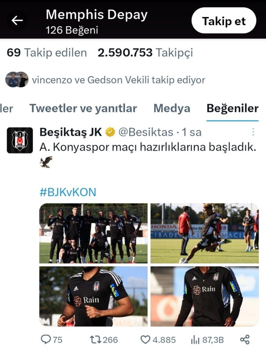 Depay Beşiktaş gönderisi beğendi başlıyoruz
