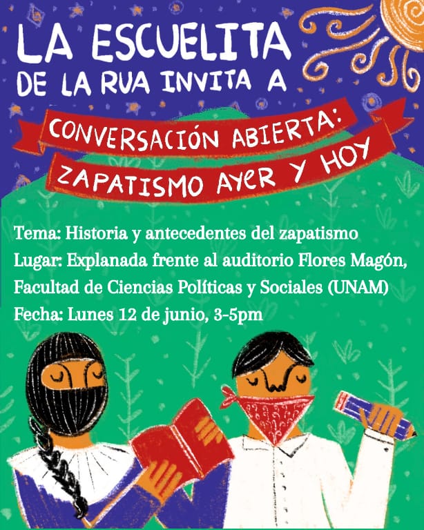 Les invitamos a participar en la segunda sesión de la Conversación abierta: zapatismo ayer y hoy. 

Se abordarán tres temas:
- Historia y antecedentes del zapatismo
- Construcción de la memoria
- Construcción de la autonomía