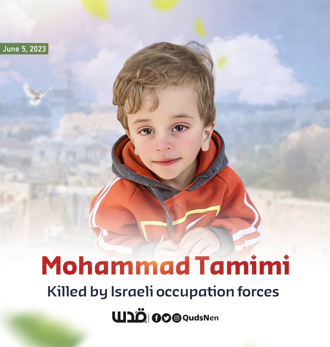 Update 🚨 Another Palestinian child murdered by the Israeli occupation forces. 2-year-old Mohammed Tamimi.