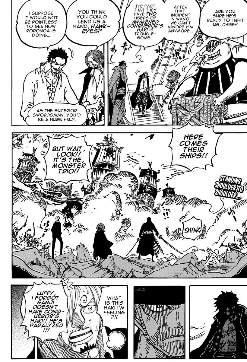 thanos_stalin's tweet photo. #ONEPIECE #ONEPIECE1086 

LEAKED CHAPTER!! MONSTER TRIO VS SHANKS AND MIHAWK!! https://t.co/plTfQwRijO