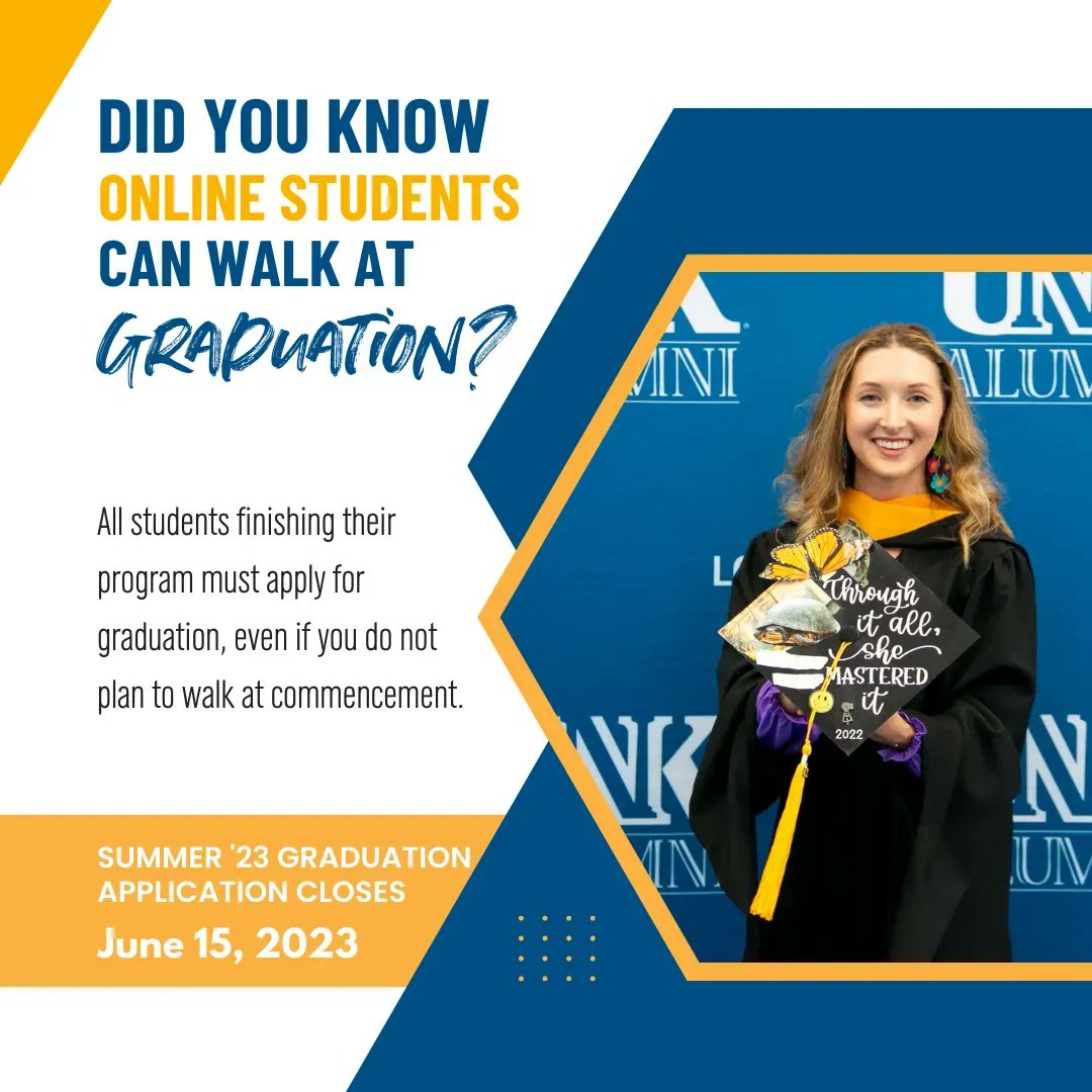🚨APPLICATION REMINDER🚨
The application for August 2023 (summer) graduation closes next week! All students that plan to graduate must apply for graduation even if they do not plan to attend the commencement ceremony. Apply via MyBlue today!! 💙🎓💛

#bebluegoldbold #online
