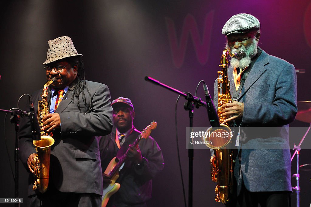 Lester 'Ska' Sterling and Cedric 'IM' Brooks of the Skatalites perform on stage on the night before the first official day of Womad Festival at Charlton Park on July 23, 2009 in Wiltshire, England. (Photo by C Brandon)
👕 teezily.com/stores/therude…