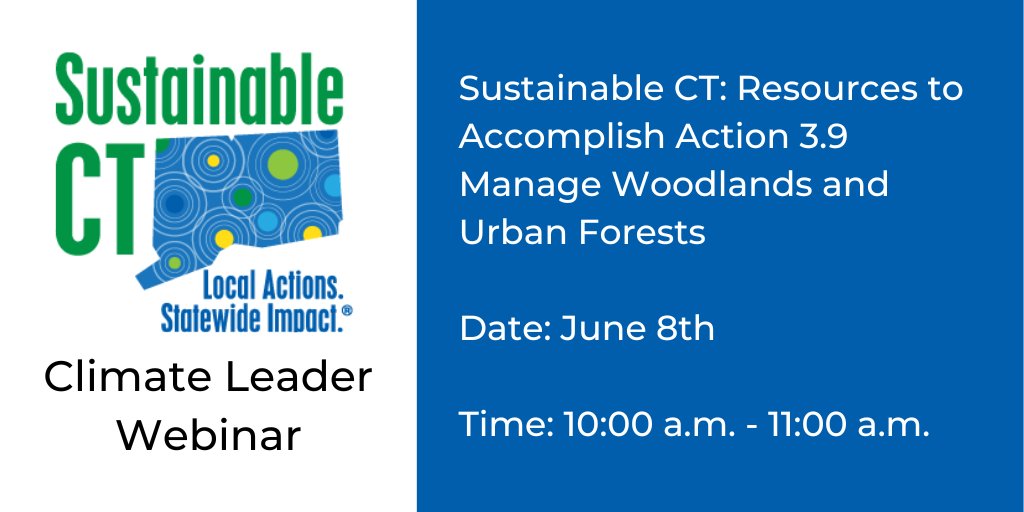 Looks to the trees for our next Climate Leader webinar - Resources to Accomplish Action 3.9 Manage Woodlands and Urban Forests. Coming to a screen near you on June 8 from 10 a.m. to 11 a.m. Register and learn more - bit.ly/3CcouP7