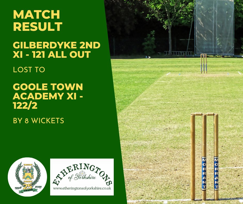 Gilberdyke 2nd XI slipped to an eight-wicket defeat against Goole on Sunday. On to next weekend, when they face Hessle.