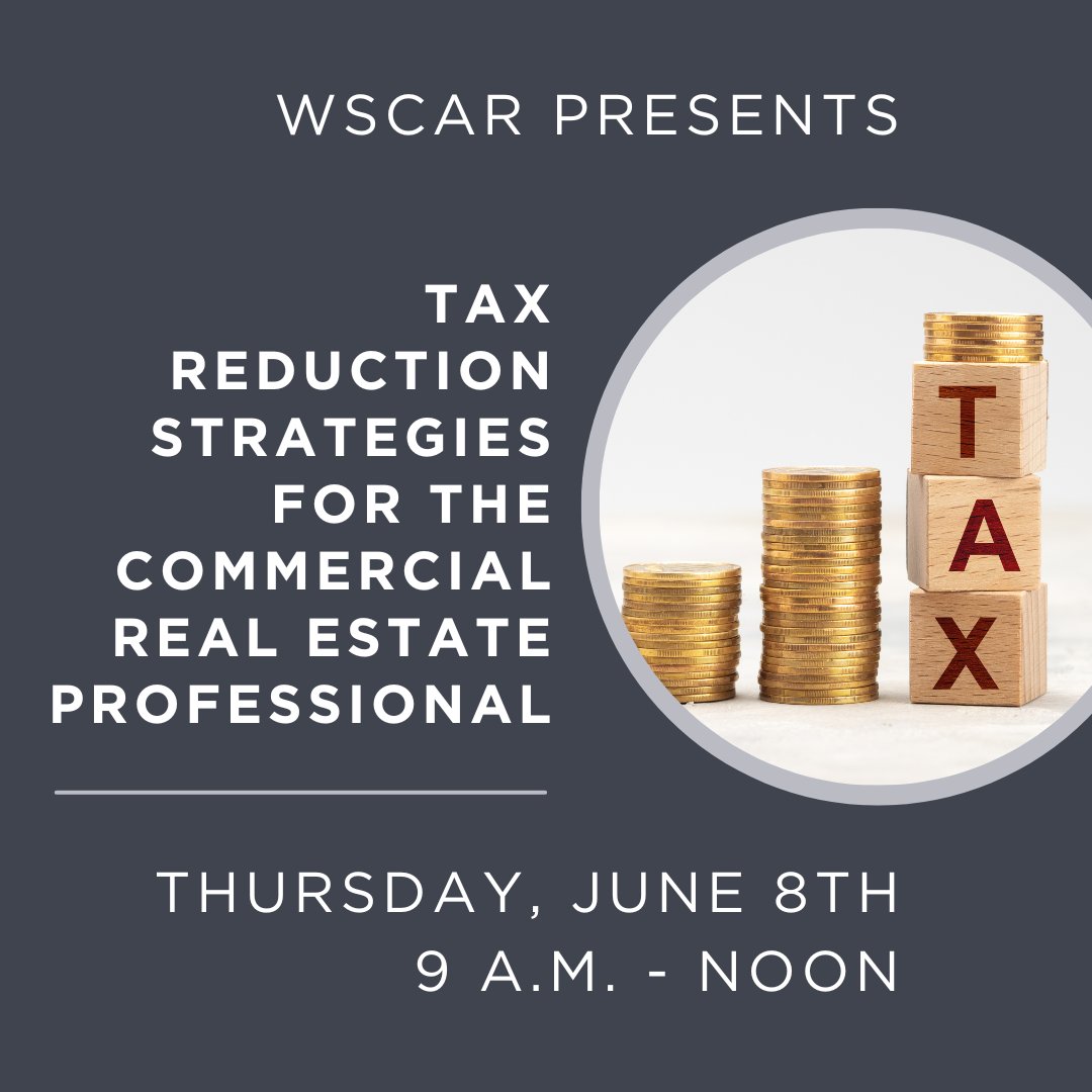 WSCAR_NW's tweet photo. Want  to  keep more of your money this year and beyond? Don't miss Tax Reduction Strategies for the Commercial Real Estate Professional to learn what you need to bring to your tax professional.  

Registration closes soon!  https://t.co/aMTySEq8Gu

#CRE #Commercialrealestate https://t.co/LADoqhX8ZZ