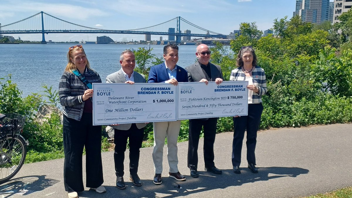 bcgp's tweet photo. The @circuittrails keep on truckin!  Thanks to @RepBrendanBoyle  a segment of the @DelRiverWfront will grow northward to the soon-to-be- renovated PECO bldg. Plus $750k for the Frankford Connector! @ECGreenway #delawareheritagetrail @PhillyOTIS #500milesby2025 #onthecircuit https://t.co/Ow1NlZE95S