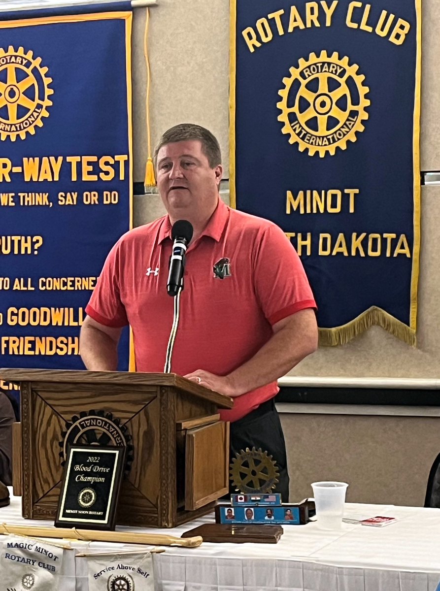 RotaryOfMinot's tweet photo. Thank you Minot State Athletics for your presentation at today’s Rotary meeting! https://t.co/SwEkkCc7KJ
