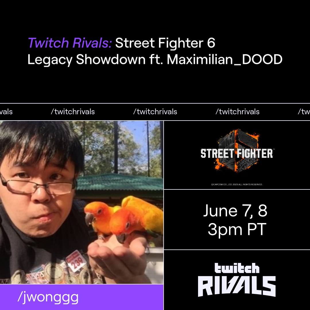 JWonggg's tweet photo. I am the Captain of Team Versus for the @TwitchRivals Street Fighter 6 Legacy Showdown and we got a very awesome team!!

Team Versys will be
Myself
@IFCYipeS 
@Dual_Kevin 
@FightCoachFight 
@PunkDaGod 

Hopefully we can put on an amazing show!! https://t.co/s3XotK097Y