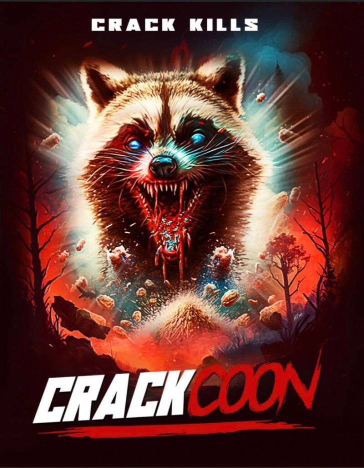 The first poster for ‘Crackcoon’ has been released.

“When a synthetically-altered street drug is discarded in the woods, the fallout proves nothing less than horrific when an innocent raccoon eats it, transforming it into a nightmarish killing machine”