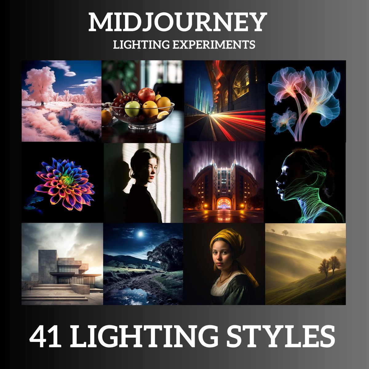 Midjourney - Lighting experiments🧵 I experimented with 41 Lighting ...