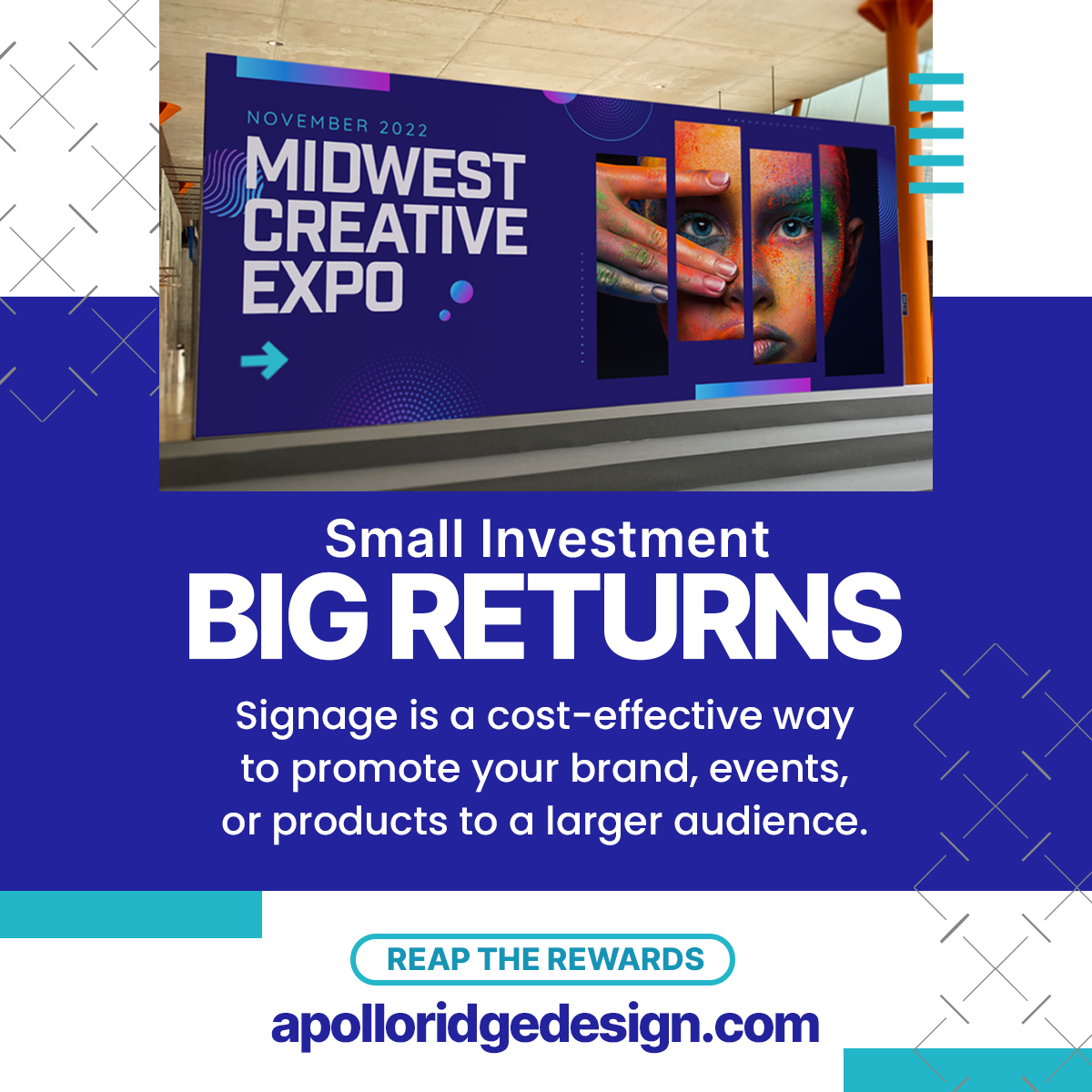 Creative signage is an effective way to increase your audience exposure on a budget. Contact us to get started - info@apolloridgedesign.com

#SignageSolutions #VisualStrategy #BrandExposure #MarketingOnABudget #SMBMarketing #EffectiveAdvertising #CreativeSigns #SignDesign