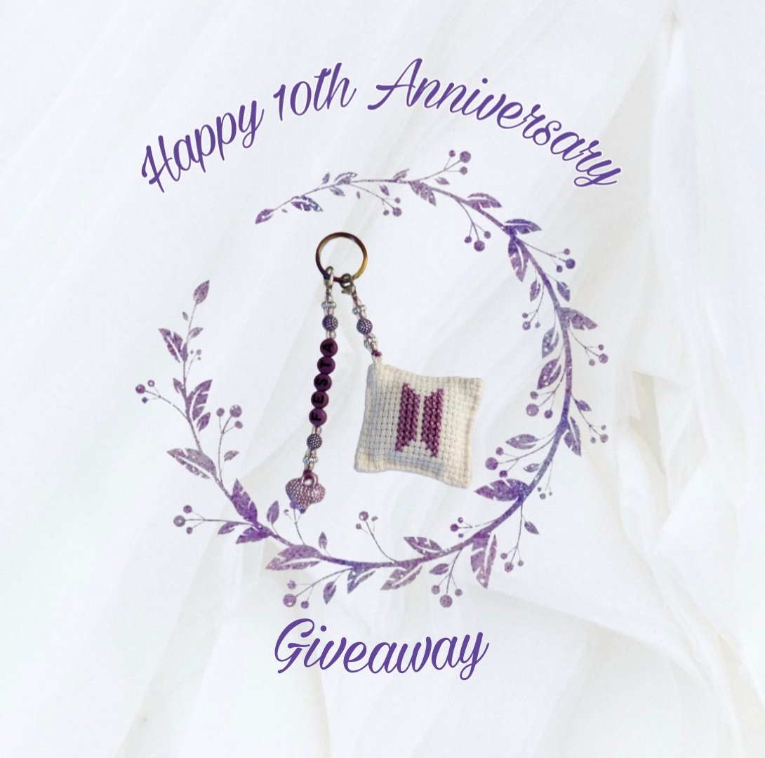 Jasmin_25_90's tweet photo. 💜 10th Anniversary Giveaway 💜

🎀 2 Winner 🎀
💜 BTS Pillow Keychain with Charm + 30% off.
💜 1× offical random photo card or  Postcard+25% off.

🎀How to enter🎀
💜 Like &amp; RT
💜 Comment your country &amp; tell me when you become an Army. 
💜 Tag a friend. https://t.co/ORd05ivRsN