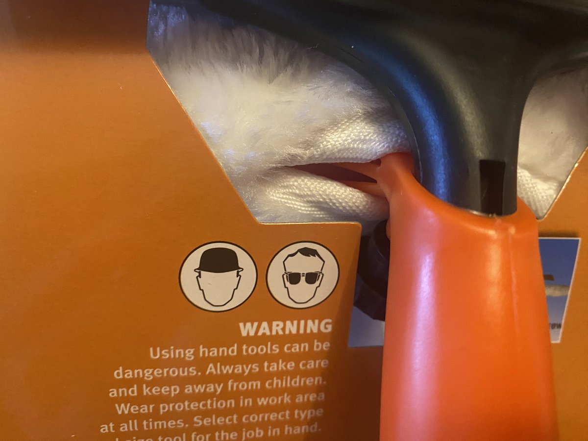 Bought an extendable window cleaner which appears to have its safety warning issued by the Pet Shop Boys.