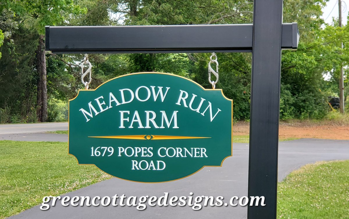 Country Estate Signs by greencottagedesigns.com Renderings Provided #solidPVCSigns #farmsign #address #Countryliving #MeadowRunFarm