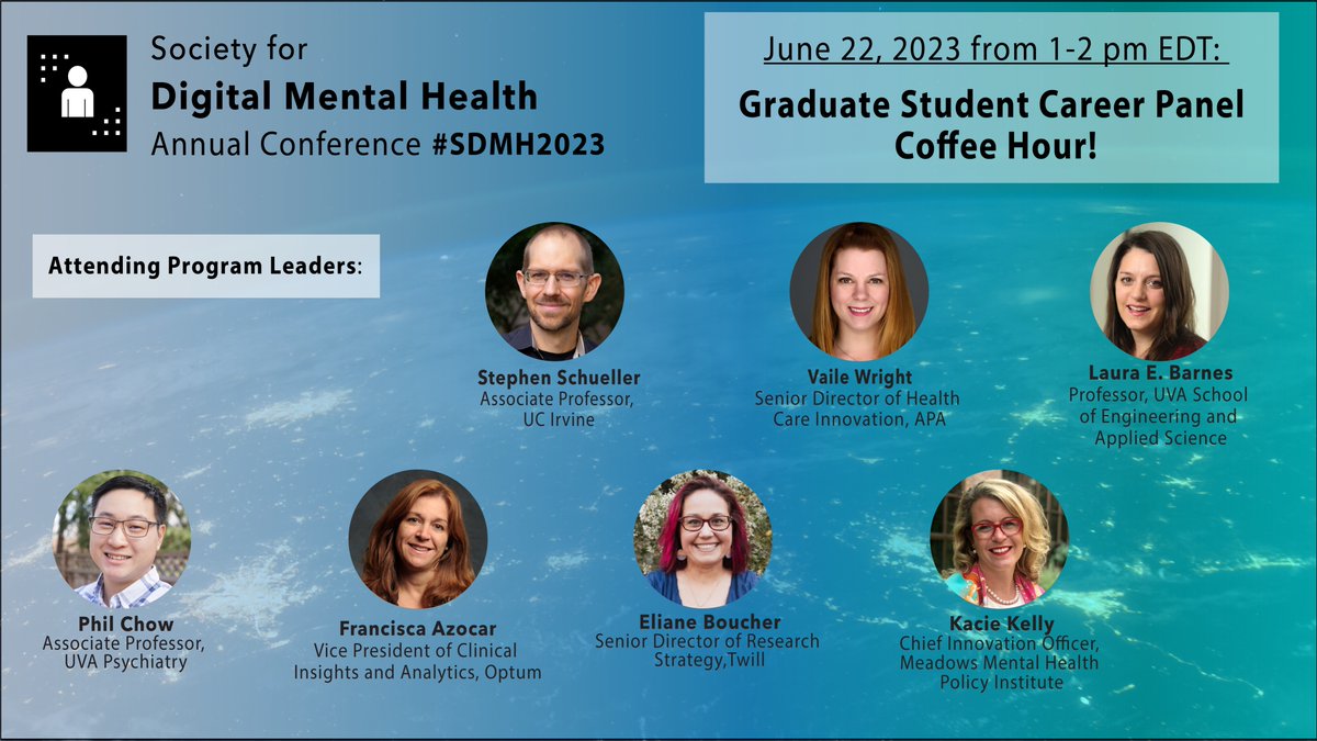Are you a grad student interested in a digital mental health career path? Want to hear from a panel of fabulous field leaders? Come join the Career Panel Coffee Hour hosted by <a href="/SocietyDMH/">Society for Digital Mental Health</a>! RSVP here: forms.gle/7Ht6MaS2HfyVEc… and remember to register for the conference #SDMH2023
