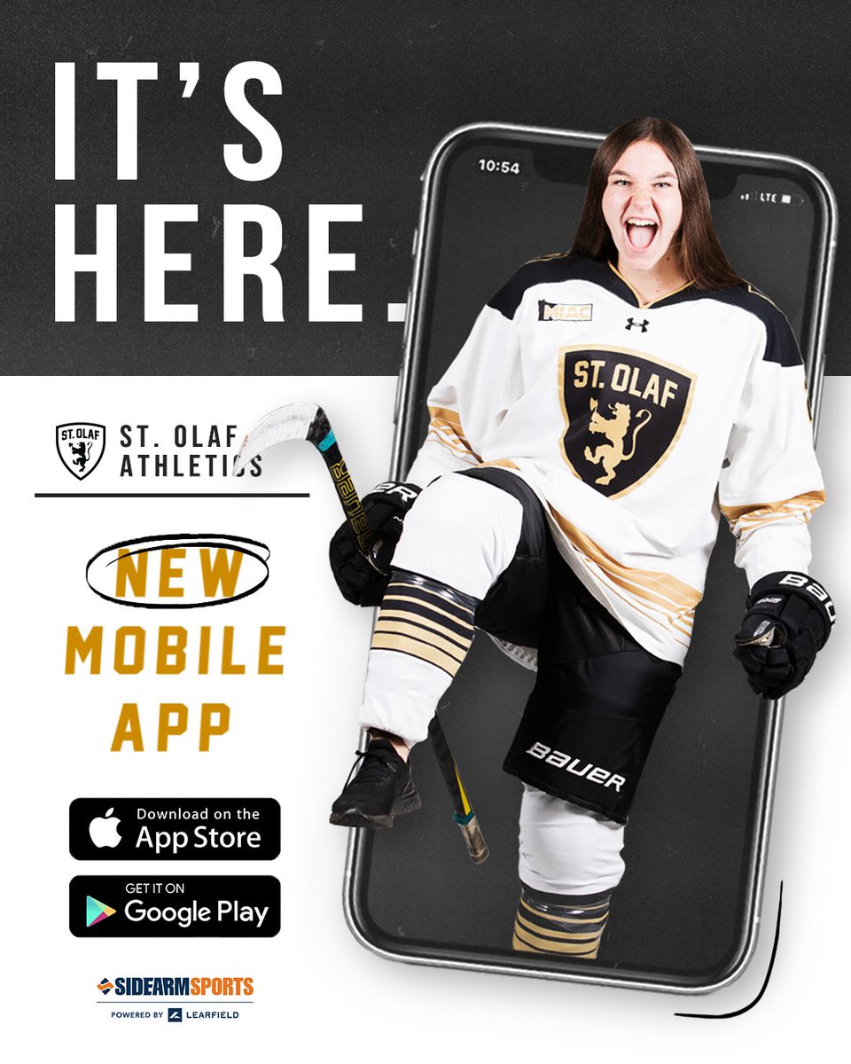 𝗧𝗵𝗲𝗿𝗲'𝘀 𝗮𝗻 𝗮𝗽𝗽 𝗳𝗼𝗿 𝘁𝗵𝗮𝘁!

We are excited to announce the launch of the official St. Olaf Athletics app, powered by @SIDEARMSports! ⤵️

App Store: apps.apple.com/us/app/st-olaf…
Google Play: play.google.com/store/apps/det…

#UmYahYah | #OlePride