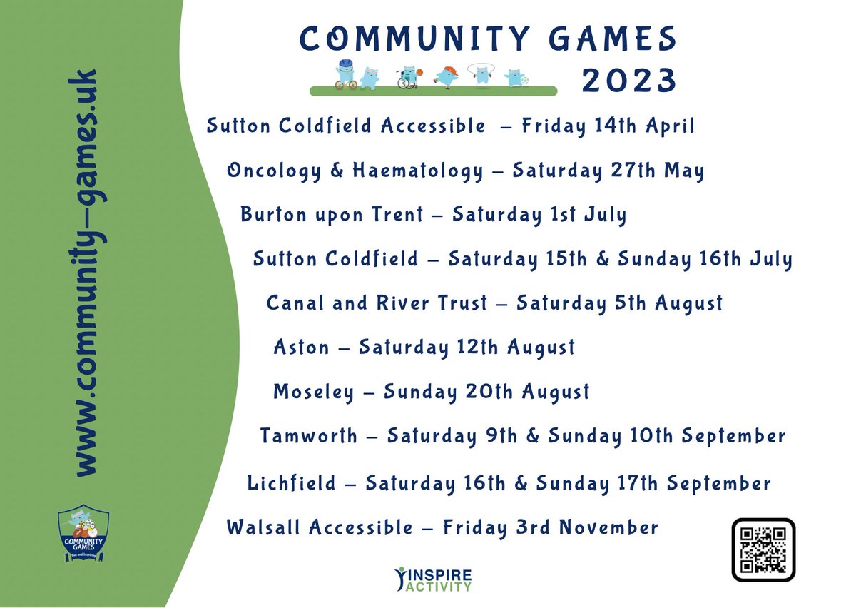 Book now for some active family fun ⬇️

games.community-games.uk/online-booking/

#inspireactivity #communitygames #suttoncoldfield #burtonupontrent #moseley #aston #birmingham #tamworth #lichfield